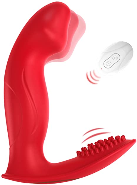 Wearable Panty Vibrator for G Spot Clitoral Stimulation, Mimic Finger Invisible 9 Wiggling & Vibration Modes with Remote Control Vaginal Anal Dildo Vibrating Panties Adult Sex Toys for Women