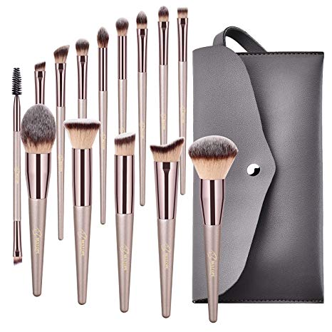 BESTOPE Makeup Brushes, Conical Handle Professional Premium Synthetic Makeup Brush Set Kit With Case Bag for Blending Foundation Powder Blush Eyeshadow,14 Count