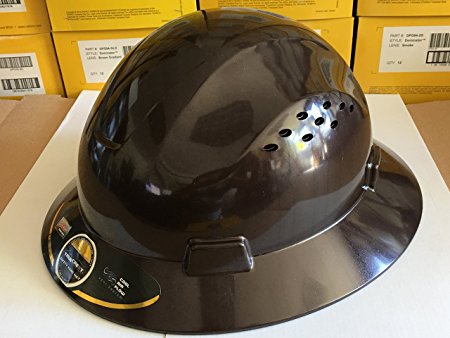 HDPE Dark Tan Full Brim Hard Hat with Fas-trac Suspension
