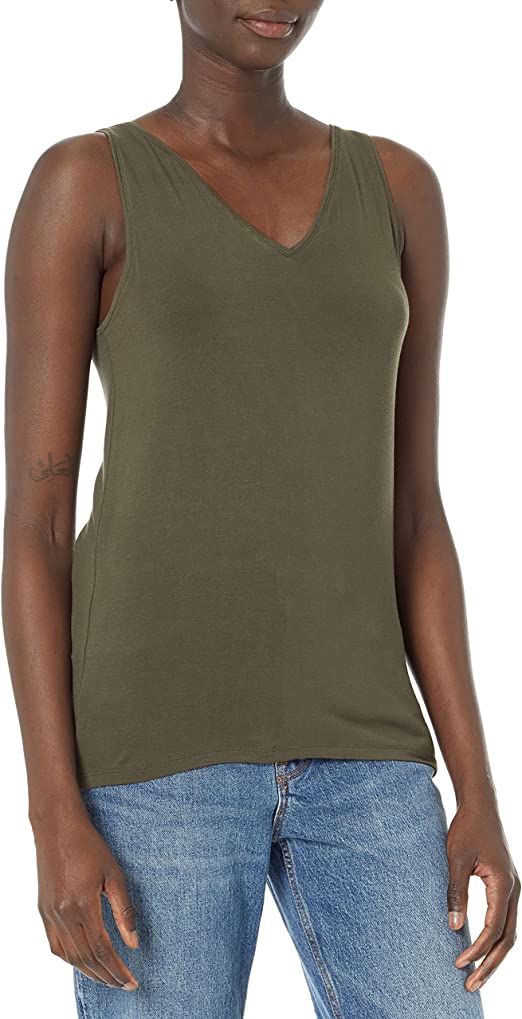 Daily Ritual Women's Jersey Standard-Fit V-Neck Scoopback Tank Top