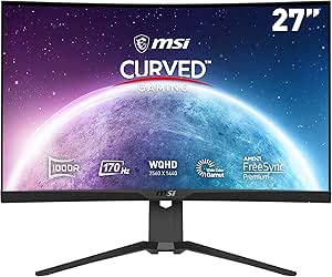 MSI G272CQP Écran PC Gaming Incurvé 27" WQHD - Dalle VA 1000R, 2560x1440, 170Hz / 1ms, 16:9, FreeSync Premium - HDMI 2.0b, DisplayPort 1.2a