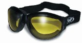 Red Baron Motorcycle  Aviator Goggles Black Padded Frame w Yellow Lens