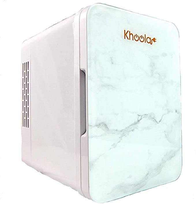 KHOOLA Mini Fridge Thermoelectric Cooler and Warmer AC/DC Powered System – Compact and Portable for Travel, Car, Skincare or Medical Use (White)