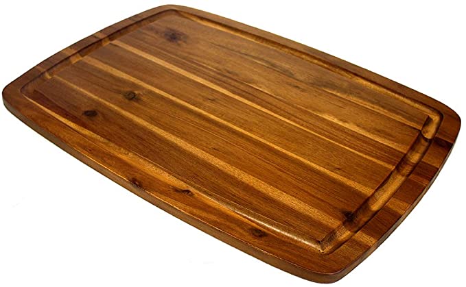 Mountain Woods Extra Large Acacia Edge Grain Prep Station Cutting Board with Juice Groove