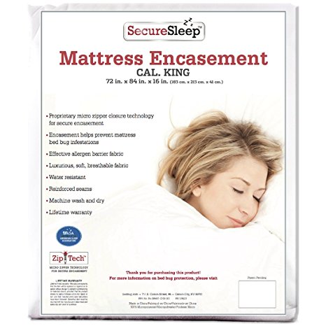 Secure Sleep Premium Bed Bug Proof Mattress Encasement Protector,Size: California King