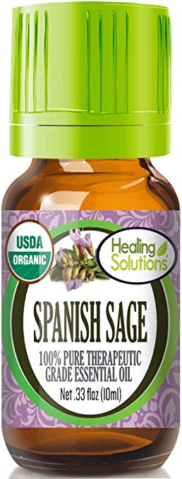 Organic Spanish Sage Essential Oil (100% Pure - USDA Certified Organic) Best Therapeutic Grade Essential Oil - 10ml