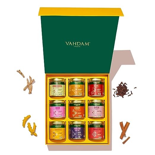 VAHDAM, Spices Assortment Box - 9 Spices (24.7oz) Fathers Day Gift from Daughter & Son | Essential Starter Spice Set -USDA Organic, Non-GMO | Seasonings, Blends & Spices | Cooking Essentials Gift Set