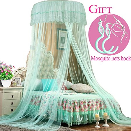 Mosquito net (Green)100% Quality Assurance QUIET Princess Bed Canopy,& Bonus Two Exquisite Hooks, Bed Canopies For (king Bed,Queen,Twin,Full Baby Cot Boys and Girls) Family Travel,Prevention Malaria