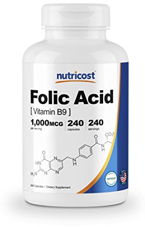 Nutricost Folic Acid (Vitamin B9) 1000 mcg, 240 Capsules