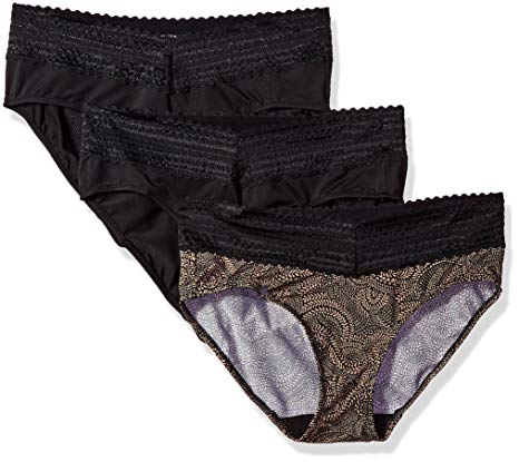 Warner's Women's Blissful Benefits No Muffin Top 3 Pack Lace Hipster Panties