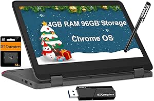 Lenovo Chromebook 300e Yoga 11.6" 2-in-1 Touchscreen (8-Core Kompanio 520, 4GB RAM, 96GB Storage), Ruggedized & Water Resistant, Convertible Students & Education Laptop, IST Pen, Webcam, Chrome OS