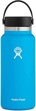 Hydro Flask Water Bottle - Stainless Steel & Vacuum Insulated - Wide Mouth 2.0 with Leak Proof Flex Cap - 32 oz, Pacific