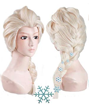 Anogol Hair Cap  Kids Blonde Cosplay Wig Party Wigs Braid With 6 Hairpins