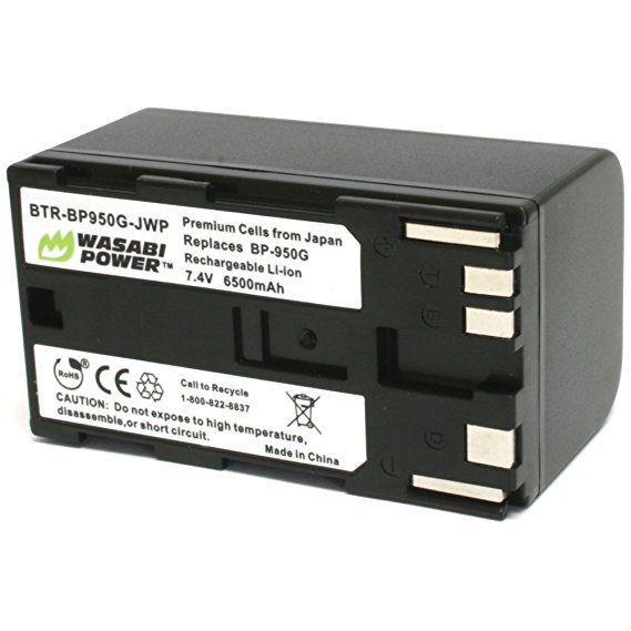 Wasabi Power Battery for Canon BP-950G, BP-955 and Canon EOS C100, EOS C100 Mark II, EOS C300, EOS C300 PL, EOS C500, EOS C500 PL, GL1, GL2, XF100, XF105, XF200, XF205, XF300, XF305, XH A1S, XH G1S, XL H1A, XL H1S, XL1, XL1S, XL2 (6500mAh)