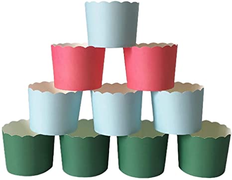 Paper Baking Cups 90-Pack 6 Oz Greaseproof Baking Cups Cupcake Muffin Cases Disposable Cupcake Wrappers For Birthday Baby Shower Wedding And Party-Pure Blue Pink And Green Color