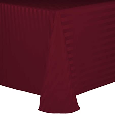 Ultimate Textile Satin-Stripe 52 x 70-Inch Oval Tablecloth Brick Rust Red
