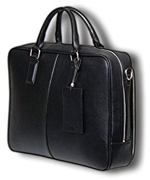 BFB Lawyer Laptop Bag for Men – Designer Handmade Business Messenger Bag or Attorney 15.6-Inch Computer Briefcase – Ideal for Work or Travel - BLACK