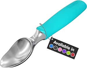 SUMO Ice Cream Scoop - Heavy Duty Stainless Steel Scooper, Comfortable Non-slip Grip Handle, Dishwasher Safe for Easy Cleaning, Turquoise