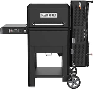 Masterbuilt® Gravity Series® 600 Digital Charcoal Grill and Smoker,WiFi Technology, GravityFed™ Charcoal Hopper, 600 Cooking Sq. Inches, Reversible Smoke&Sear Cast Iron Grates, Black, Model MB20041023