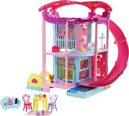 Barbie Chelsea Playhouse (~20-in) Transforming Dollhouse with Slide, Pool, Ball Pit, Pet Puppy & Kitten, Elevator, 15  Accessories, Gift for 3 to 7 Year Olds [Amazon Exclusive]