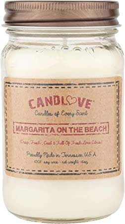 CANDLOVE Margarita On The Beach Scented 16oz Mason Jar Candle 100% Soy Made in The USA