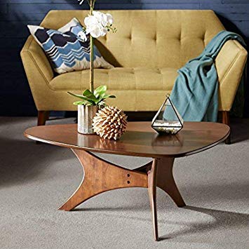 Ink Ivy Blaze Accent Tables - Wood Coffee Table - Solid Rubberwood Pecan Finish, Contemporary Style Cocktail Tables - 1 Piece Solid Wood Coffee Tables For Living Room