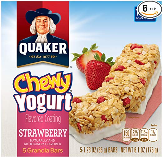 Quaker Yogurt Chewy Granola Bar, Strawberry, 5 Bars , net weight 6.1 ounce (Pack of 6)