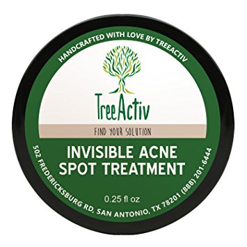 TreeActiv Invisible Acne Spot Treatment | All Natural | Goes On Clear | Works Under Makeup | Quickly Reduces Blemishes | Safe For Sensitive Skin (0.25 fl oz)