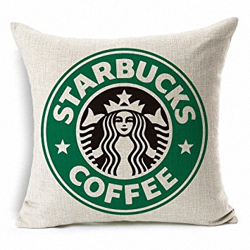 E-sunshine Cotton Blend Linen Square Throw Pillow Cover Decorative Cushion Case Pillow Case 18 X 18 Inches / 45 X 45 cm, Starbucks Coffee (green)