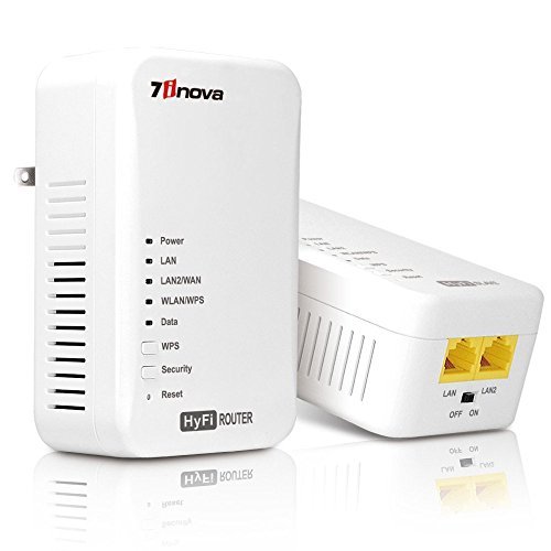 7inova AV500 Ethernet Powerline Router Adapter With N300 Internet Bridge Extender, Twin Wifi Kit