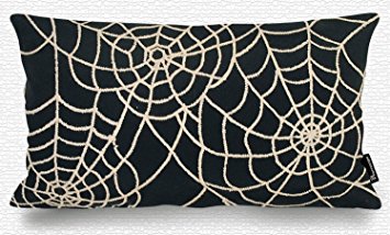 Phantoscope Decoractive Happy Halloween Décor Sets Dinning and Living Series Towel Embroidery Throw Pillows Cushion Cover Spider Web 12" x 20" 30cm x 50cm