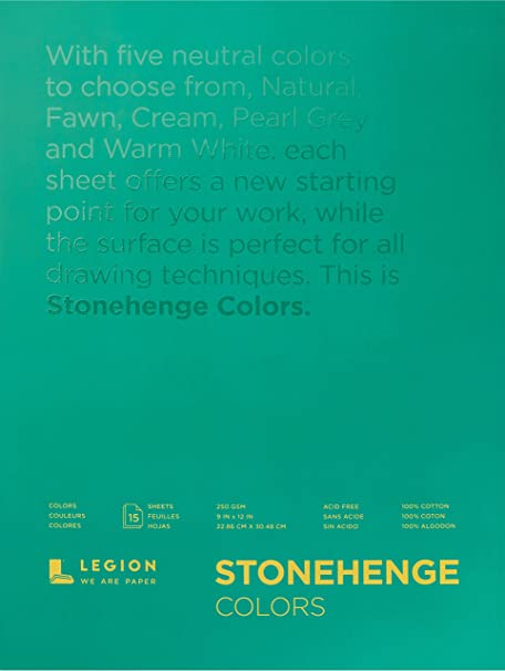Legion Paper Stonehenge Pad (L21-STP250MC912), Multicolor Paper, 9 by 12 inches, 15 sheets