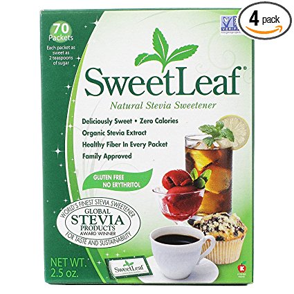 Sweetleaf Natural Stevia Sweetener,70 Packets (4 pack)
