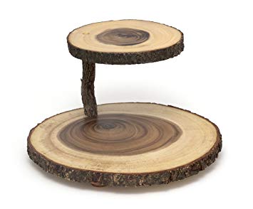 Lipper International 1024 Acacia 2-Tier Tree Bark Server for Meats, Cheeses, and Crackers