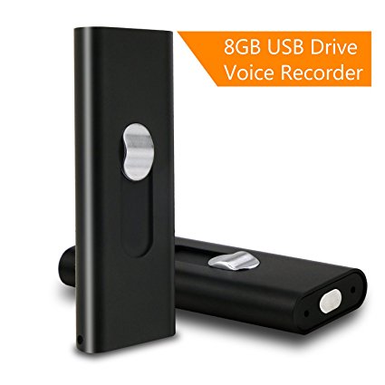 TedGem USB Voice Recorder, 2 in 1 Mini 8GB 512kbps Digital Voice Activated Audio Sound Recorder & USB Flash Drive Disk Rechargeable with USB/Micro USB Ports for Android Phones, Computers