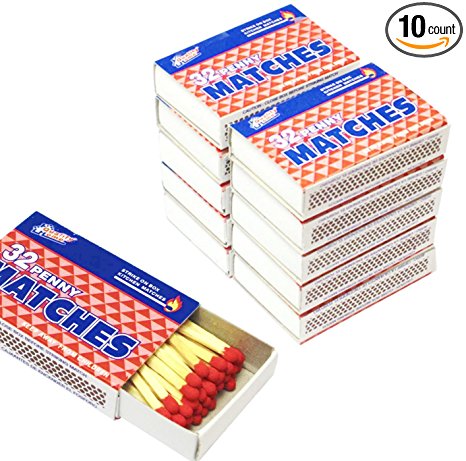 10 Packs Matches 32 count Strike on Box Kitchen Camping Fire Starter Lighter