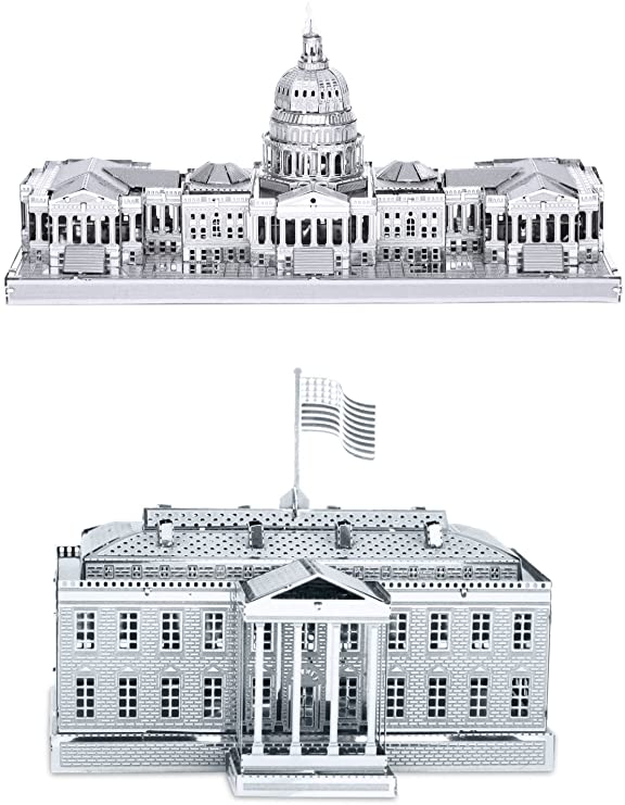 Metal Earth 3D Laser Cut Models - U.S. Capitol Building AND White House = SET OF 2