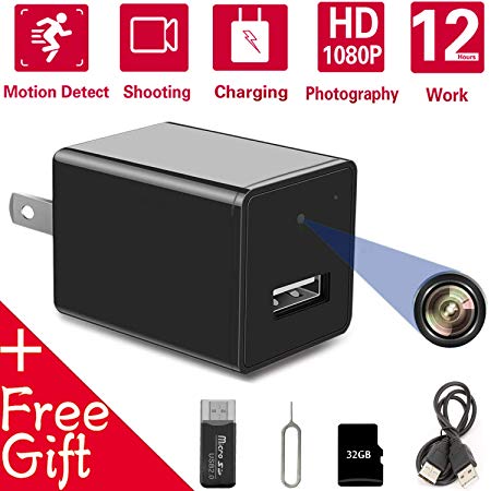 Hidden Spy Camera USB Charger | Full HD 1080P Spy Camera with 32GB Memory Card | Motion Detection Loop Video Record Hidden Security Camera[No Wi-Fi Needed]