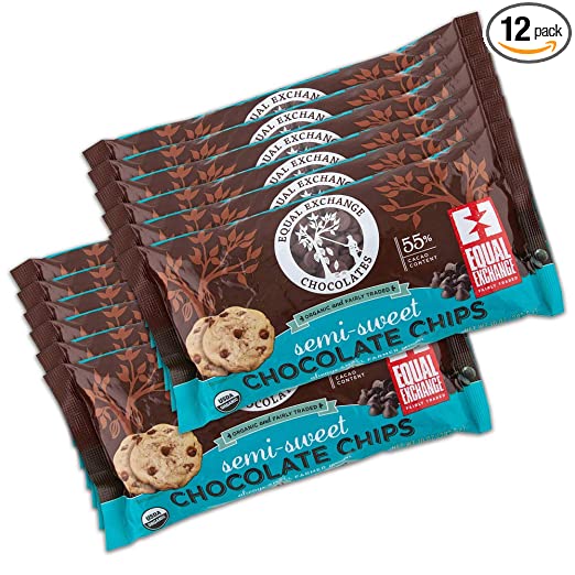 Equal Exchange Organic Chocolate Chips | Semi-Sweet | 55% Cacao | 10 Ounce | Pack of 12