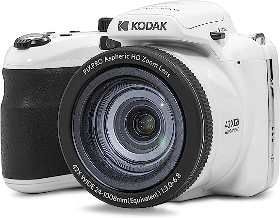 KODAK PIXPRO AZ425-WH 20MP Digital Camera 42X Optical Zoom 24mm Wide Angle Lens 1080P Full HD Video Optical Image Stabilization Li-Ion Battery 3" LCD Vlogging Camera (White)