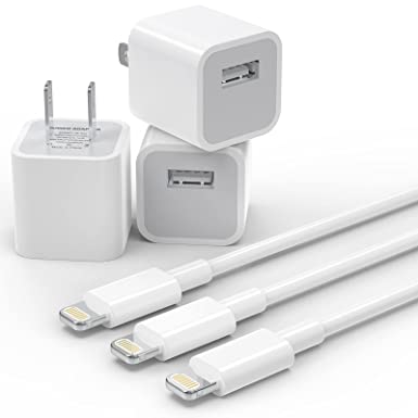 (Apple MFi Certified) iPhone Charger Cable,PLmuzsz 3Pack Data Sync Charging Cords with 3Pack USB Wall Charger Travel Plug Adapter Compatible iPhone 12 Pro/11 Pro/Xs/XR/X/8/8Plus and More