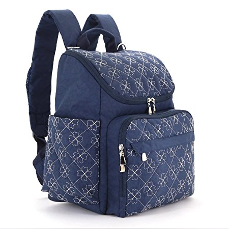 Diaper Bag Backpack With Baby Stroller Straps By HYBLOM, Stylish Travel Designer And Organizer For Women & Men, 12 Pockets, Blue