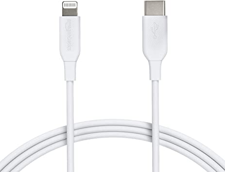 AmazonBasics USB-C to Lightning Cable, MFi Certified Charger for  iPhone 11/11 Pro/11 Pro max/X/XS/XR/XS Max / 8/8 Plus,  Type-C chargers, supports Power Delivery  – White, 1.82 m