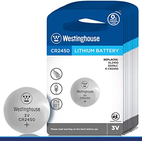 Westinghouse CR2450 Lithium Button Cell, Button Battery, Remote Battery, Remote Battery Cells (12 Counts)