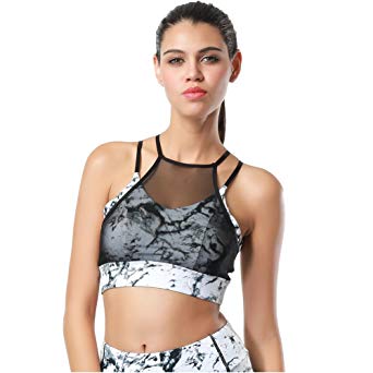 Dragon Fit Womens Double Tap Sports Wirefree Bras - Medium Support Strappy Crossback Padded Workout Yoga Bra Gym Activewear
