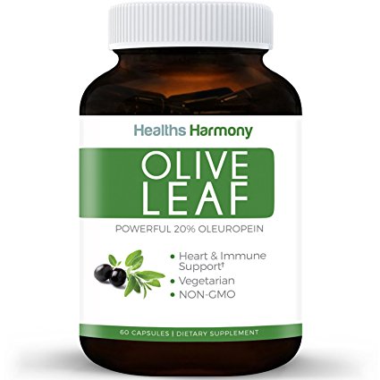 Best Olive Leaf Extract (NON-GMO) Super Strength: 20% Oleuropein - 750mg - Vegetarian - Immune Support, Cardiovascular Health & Antioxidant Supplement - No Oil - 60 Capsules
