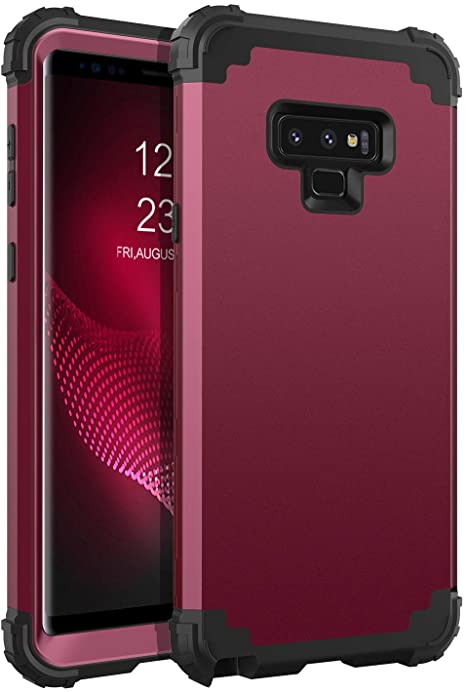 BENTOBEN Samsung Galaxy Note 9 Case, Note 9 Phone Case, 3 in 1 Heavy Duty Hybrid Hard PC Soft Silicone Bumper Shockproof Anti Slip Protective Cases for Samsung Galaxy Note 8 (2018 Release), Wine Red