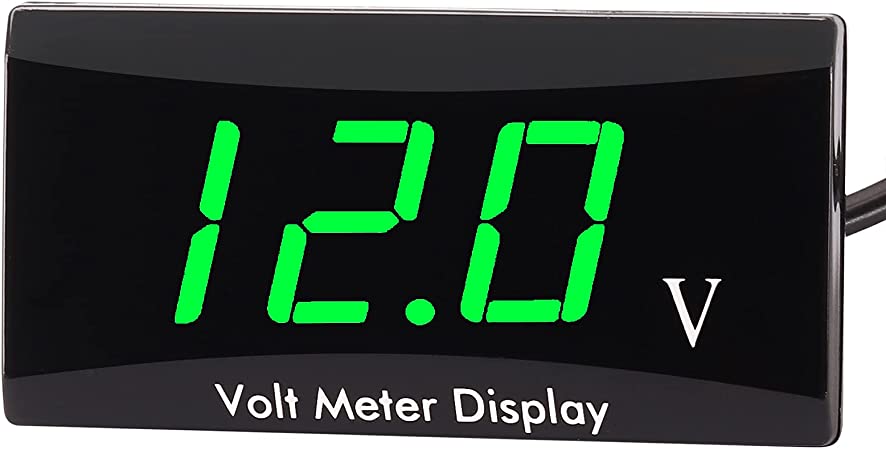 [Upgraded Version]Kinstecks Motorcycle Voltmeter DC 12V Digital Voltmeter Gauge LED Display Voltage Meter for Motorcycle Car Battery Voltage Monitor-Green