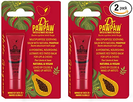 Dr. PAWPAW Multi-Purpose Balm | No Fragrance Balm, For Lips, Skin, Hair, Cuticles, Nails, and Beauty Finishing | 10 mL (Ultimate Red, 2 Pack)
