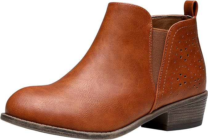 Jeossy Women's 9615 Chelsea Ankle Boots Cutout Perforated Short Booties Slip on